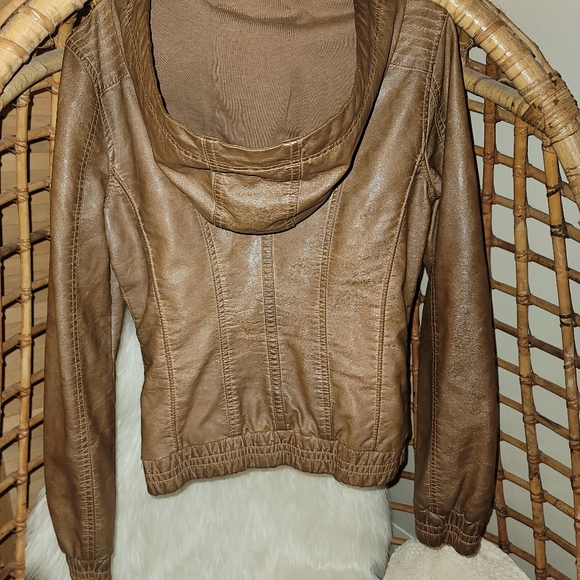 Faux hooded leather jacket - Picture 5 of 5